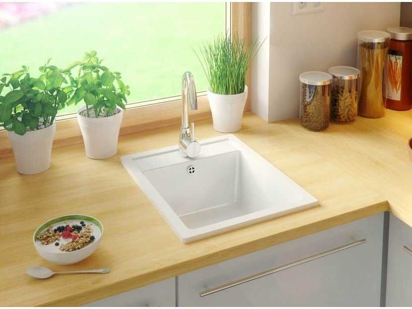 Кухненска Мивка гранит РИГА 40 XL 380 x 500 mm - Бяла-29%НОВО