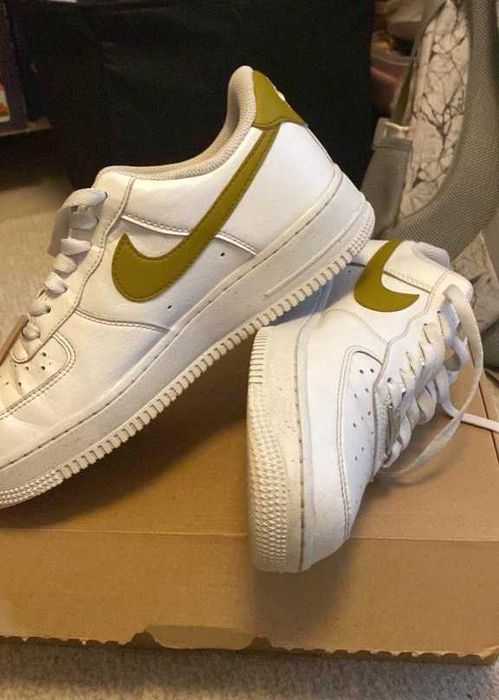 NIKE Airforce 1 low white/yellow - Originali, mărimea 40