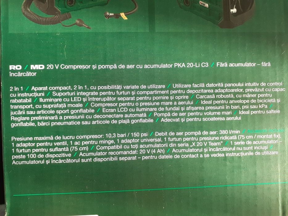 Compresor pe acumulator Parkside