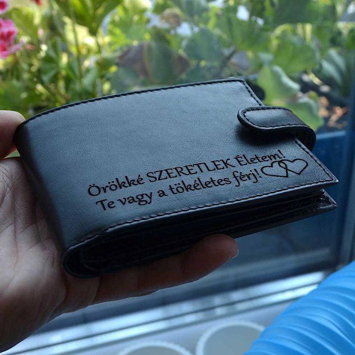 Set cadou barbati, portofel personalizat cu text si curea, piele