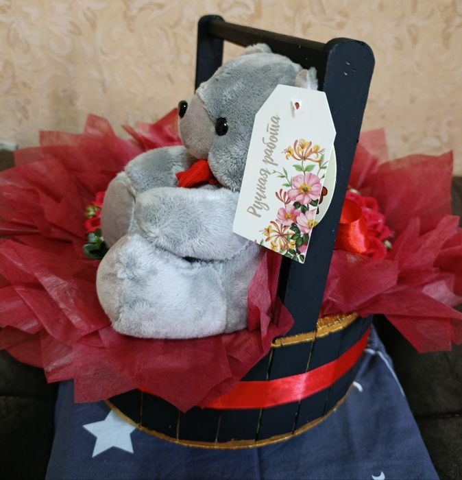 Букет в корзинке с мишкой!!!