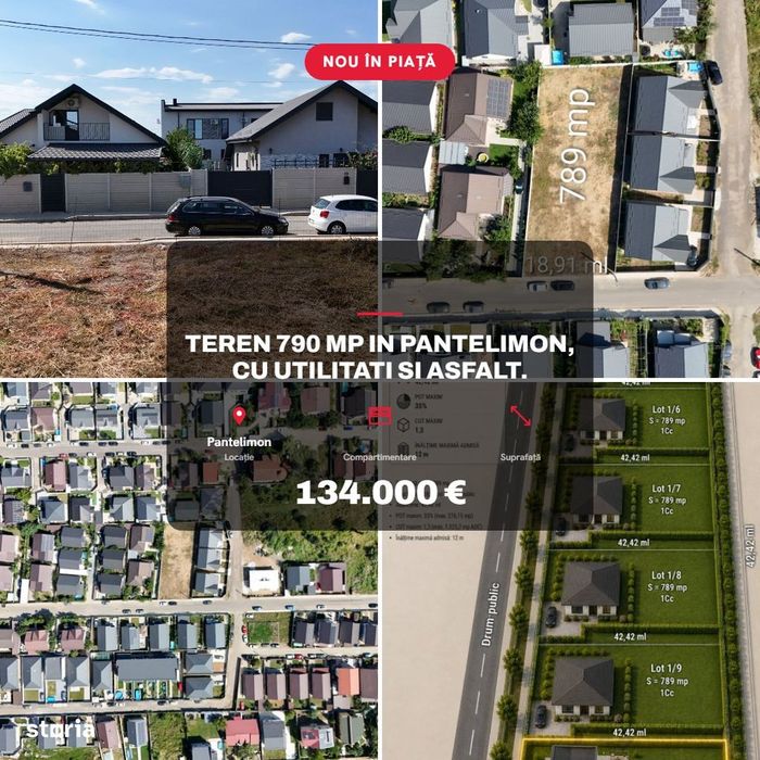 Teren 790 mp in Pantelimon, cu utilitati si asfalt.