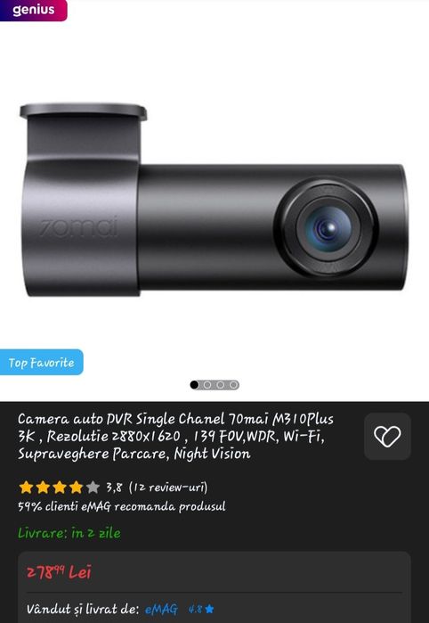 Camera auto DVR 70mai M310Plus, Sigilată