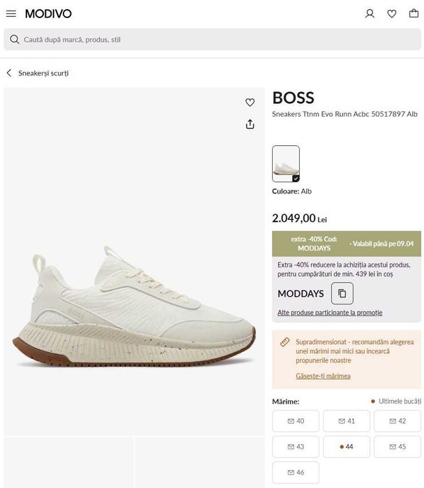 BOSS Sneakers TTNM Evo Runn Acbc 50517897 Alb | Purtați maxim de 3 ori