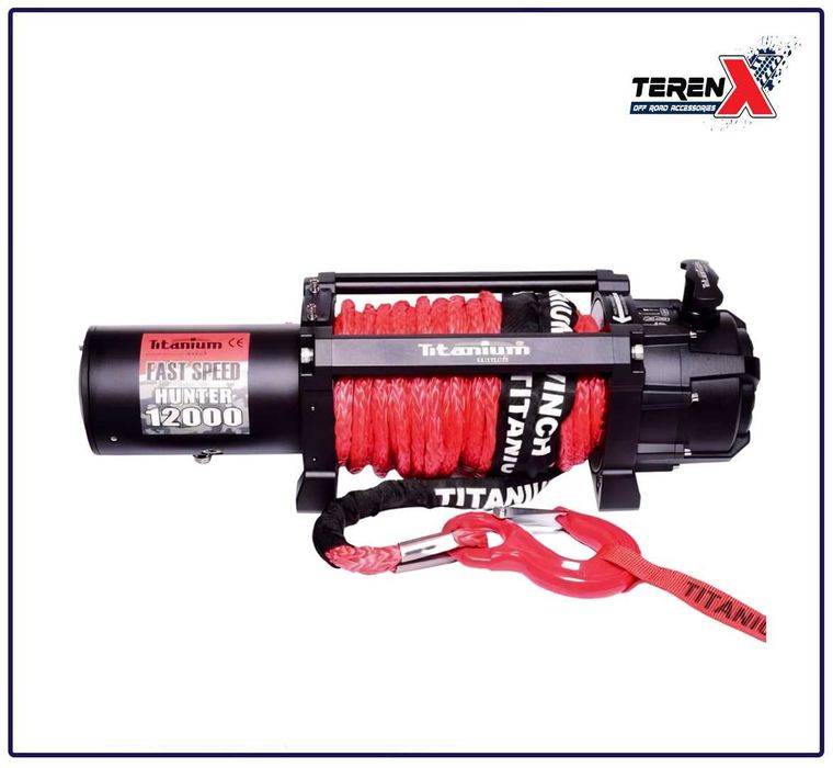 Troliu Hunter Fast Speed 12000 Lbs (6 T), 126:1, 8CP, Sufă Sintetică