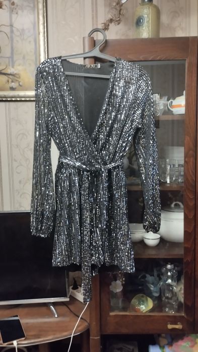 Комбинезон черный с паетками шорты