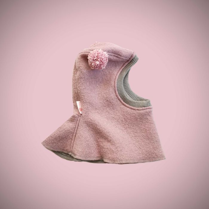 Cagula lana fiarta NOUA roz Pudra cu moate 1-4ani