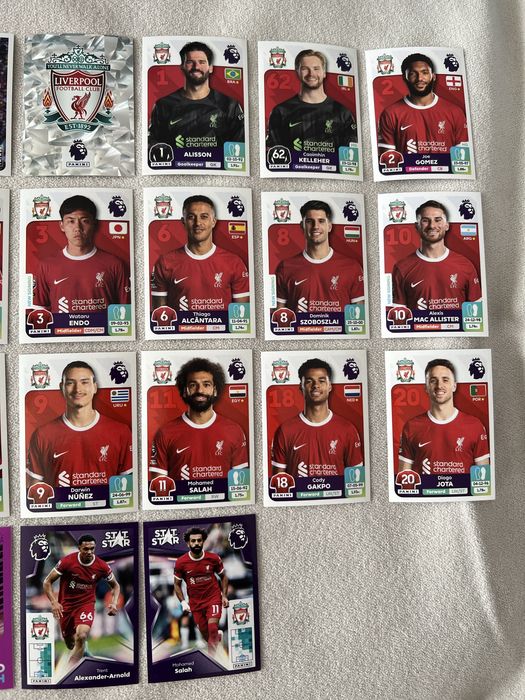 3 уникални паралел стикера Panini плюс 34 броя стикера на Liverpool FC