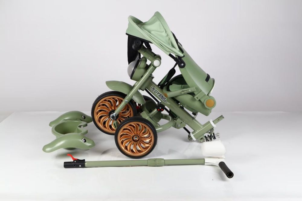 Трёхколёсный велосипед-каталка Lottibaby с козырьком — премиум колёса