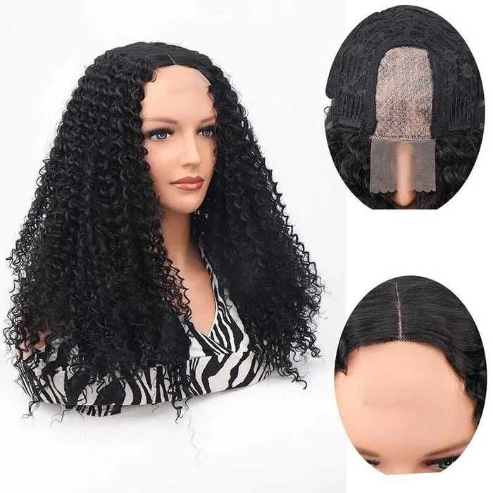 Черна афро къдрава синтетична перука