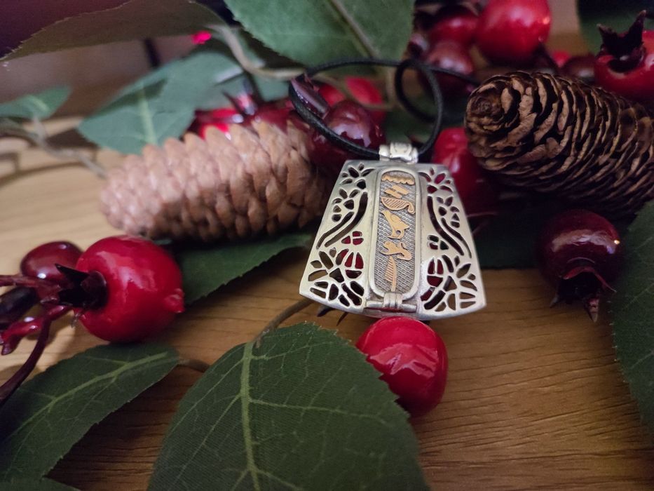 Pandantiv egiptean stil cartuș argint și aur