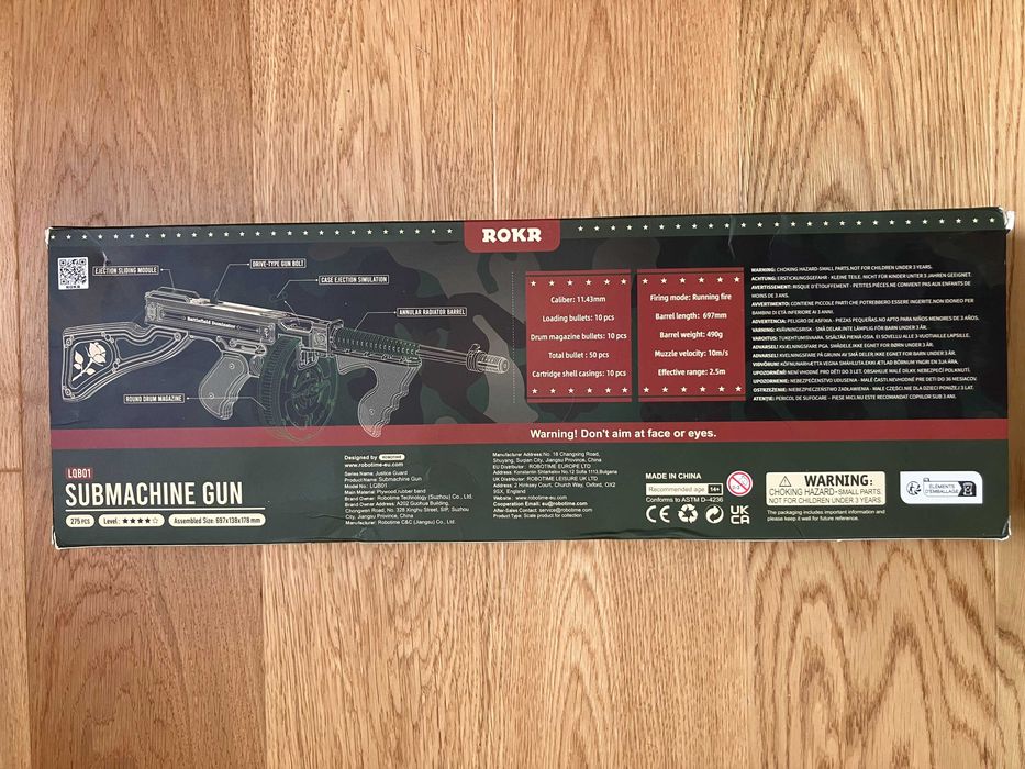 ROKR Submachine Gun LQB01 – puzzle 3D din lemn, nou