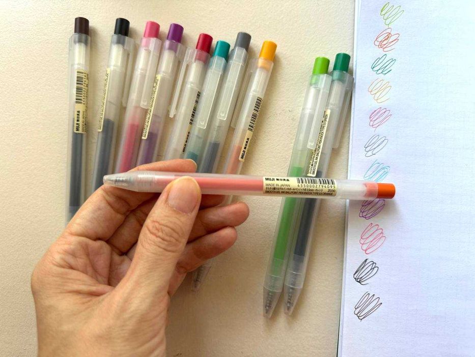 Японские цветные ручки Muji (11 шт)