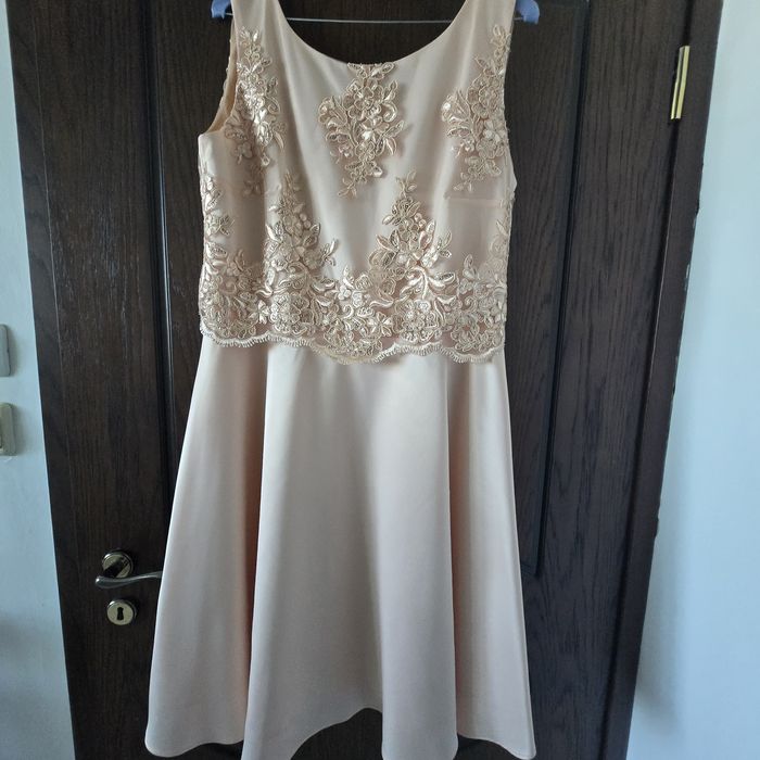 Дамска официална рокля за сватба, кръщене бал, повод цвят праскова