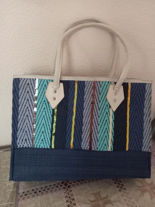 Сумка женская пляжная, верх тканный, оригинальная расцветка