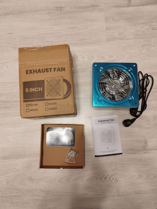 Ventilator baie HG Power 150mm silențios, debit 525m³/h, clapetă antiretur, argintiu