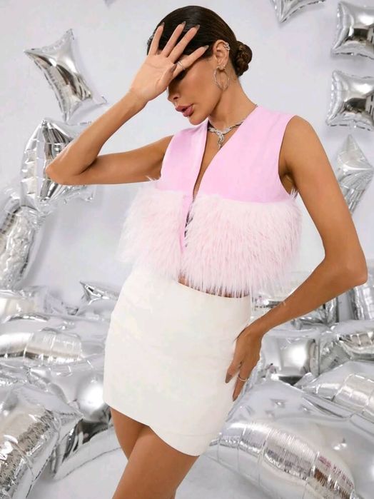 shein нов дамски елек с косъм