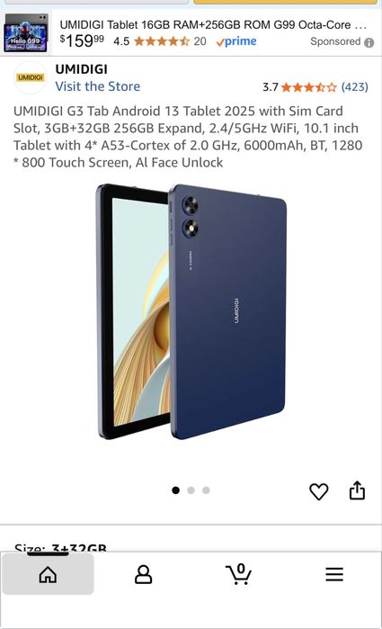 Tableta noua sigilata 2025 Umidigi g3 tab cu sim 10” 600ah face id