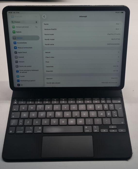 Tableta Apple iPad 11" 2018 Wifi + GSM Space Gray 1TB Ios 26.2