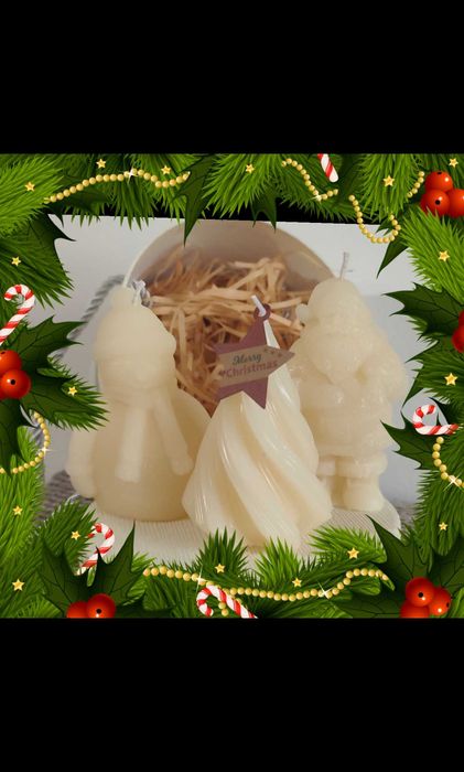 Ароматни, ръчно ляти Коледни свещи от соев восък