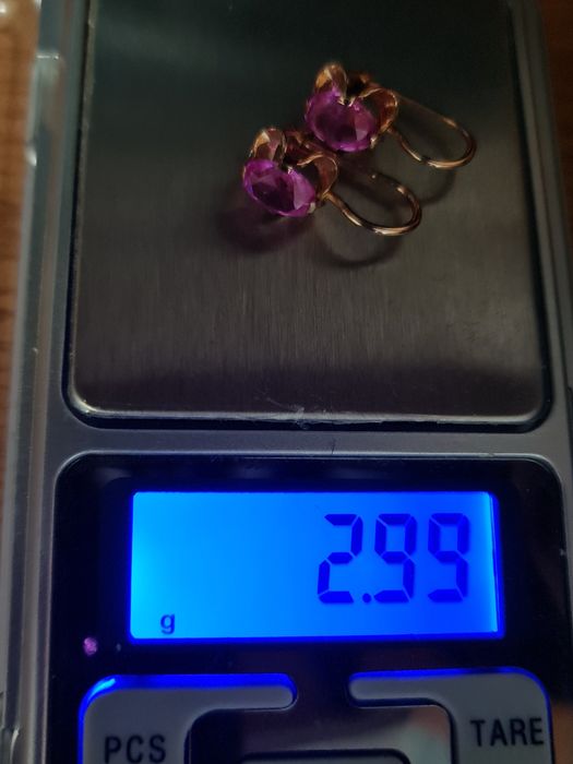 Золотые советские серьги с рубином