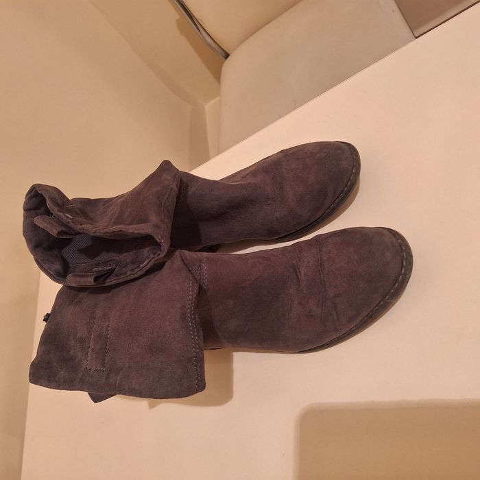 Cizme piele gri frumoase comode