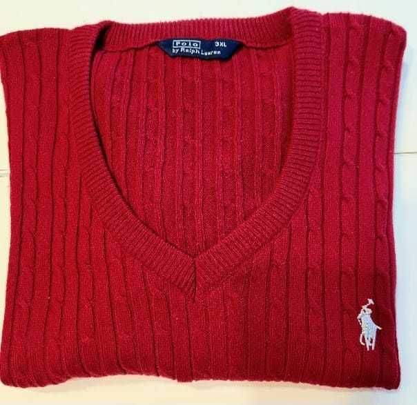 мъжки пуловер Polo Ralf Lauren червен V яка