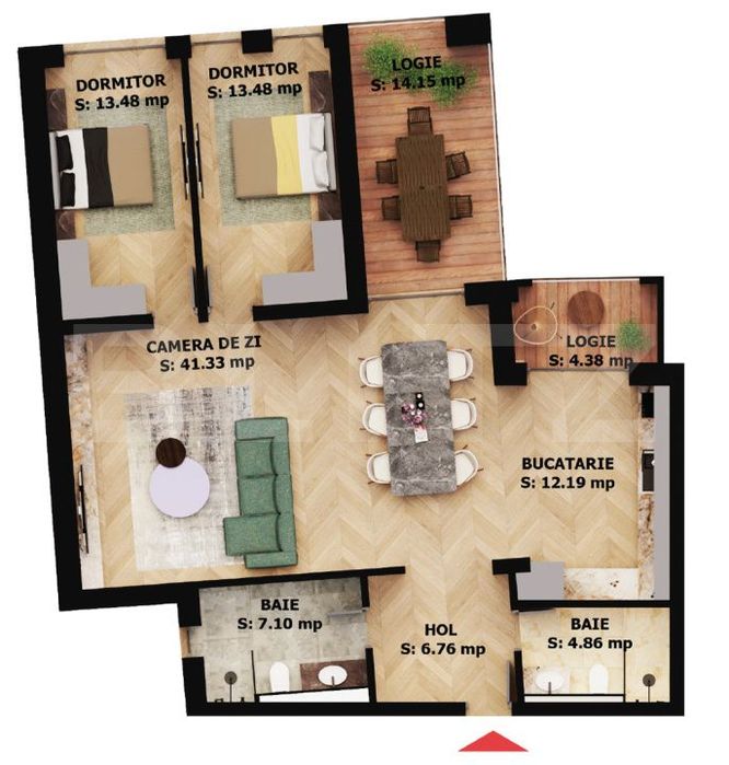 Apartament cu 3 camere 2 bai, 2 terase | EAS Residence — fotografia 1