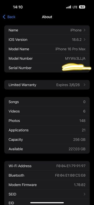 Iphone 16 pro max 256 новый
