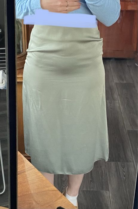 Юбка мятная миди