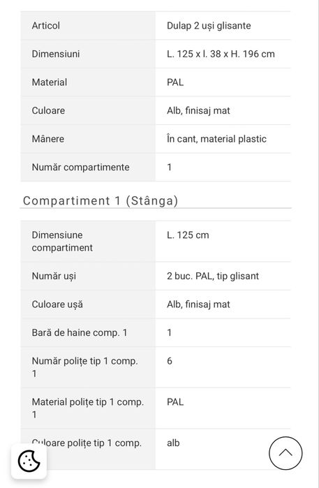 dulap 2 usi glisante