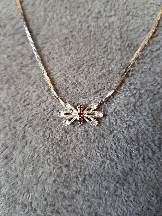 (5) colier lant argint 835 Germany rodiat 3 rubine narurale,nou