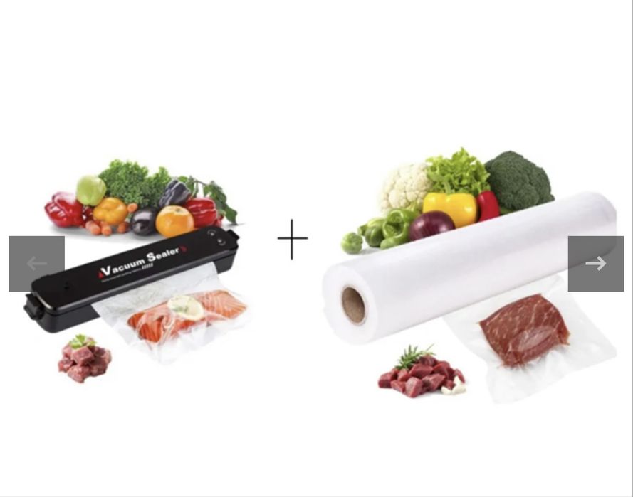 Aparat de sigilat si vidat vacuum sealer, 220v, 90w, negru plus set de pungi vidat