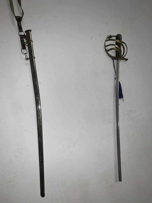 Panoplie sabie fier cu teaca si ham de piele