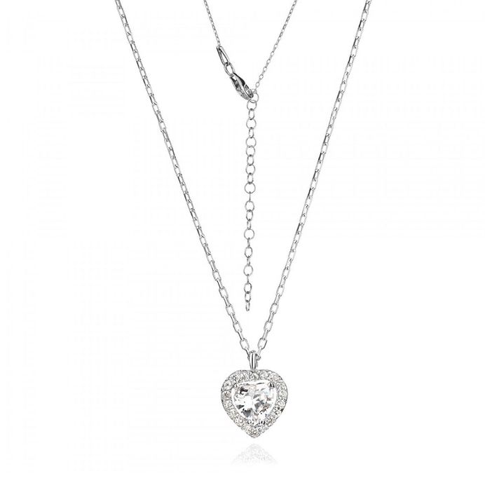 Сребърно колие сърце камък Swarovski подарък годишнина сребро Swarovski