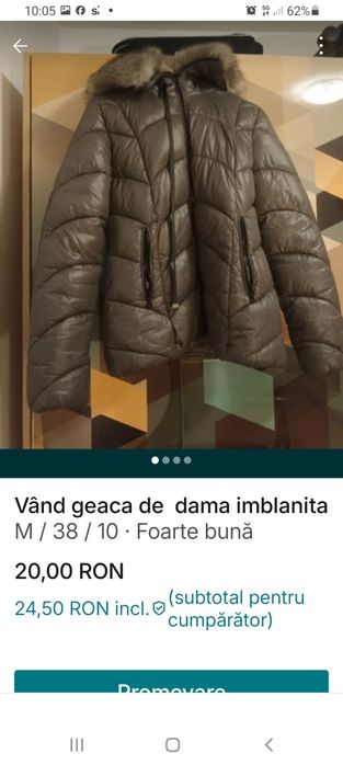 Vând geaca de dama M imblanita