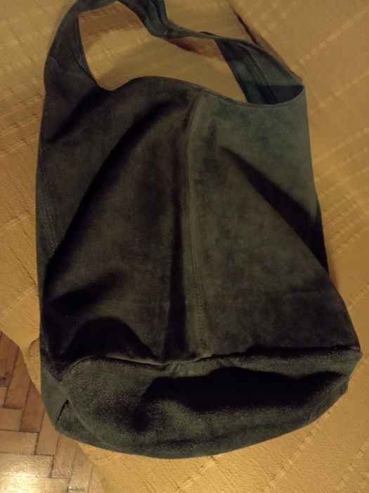 Geanta din piele, Vera Pelle, Rossina Suede, Kaki