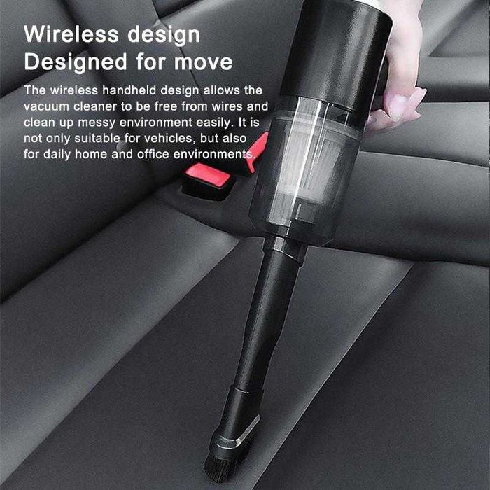 Безжична 2в1 мини преносима прахосмукачка с ХЕПА филтър за кола и дома