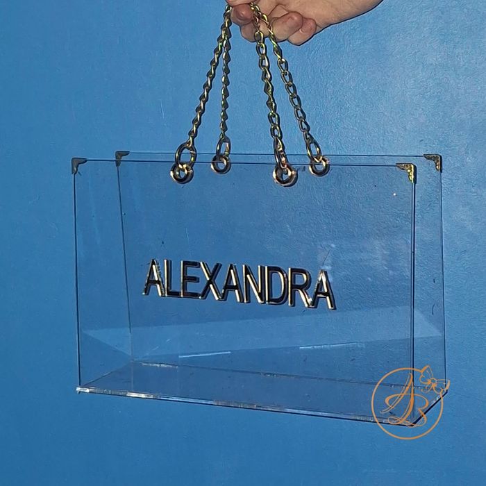 Posete  gentute din plexiglass transparent  pentru flori si cadouri