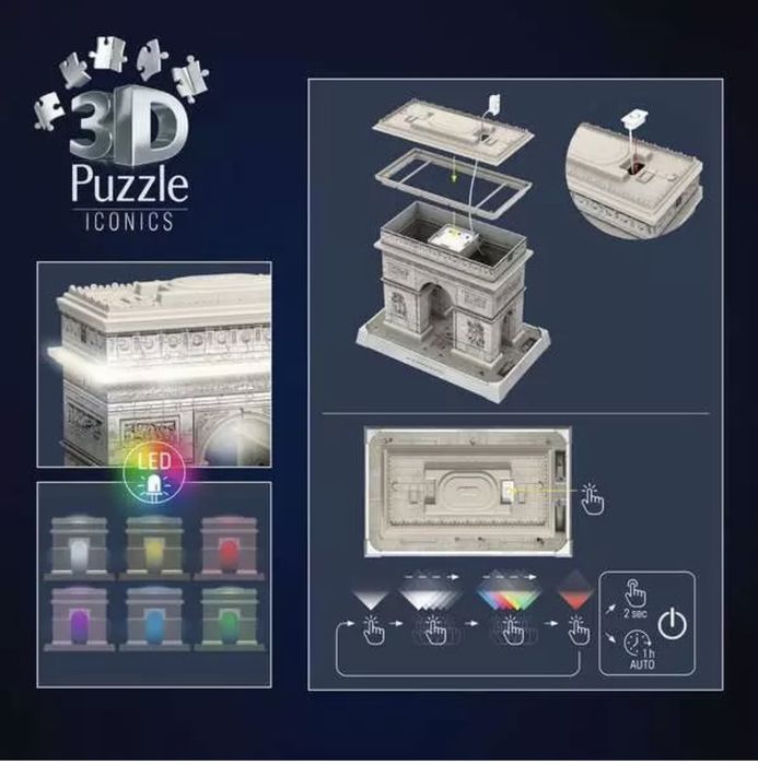 НОВ! 3D пъзел Ravensburger от 216 части - Триумфалната Арка със Светлини