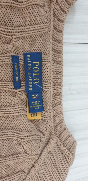 POLO Ralph Lauren Cable Pima Cotton  V - Neck XS НОВО ОРИГИНАЛ Пуловер