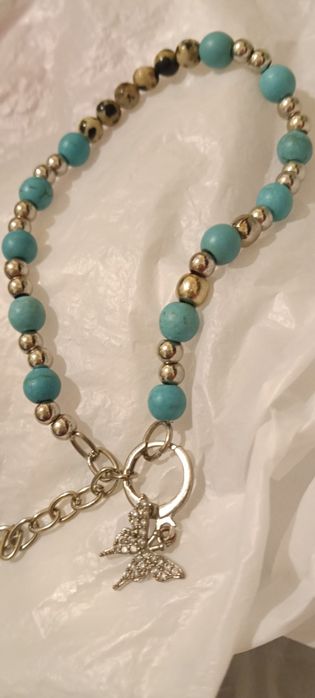 Гривна от естествен тюркоаз и яспис