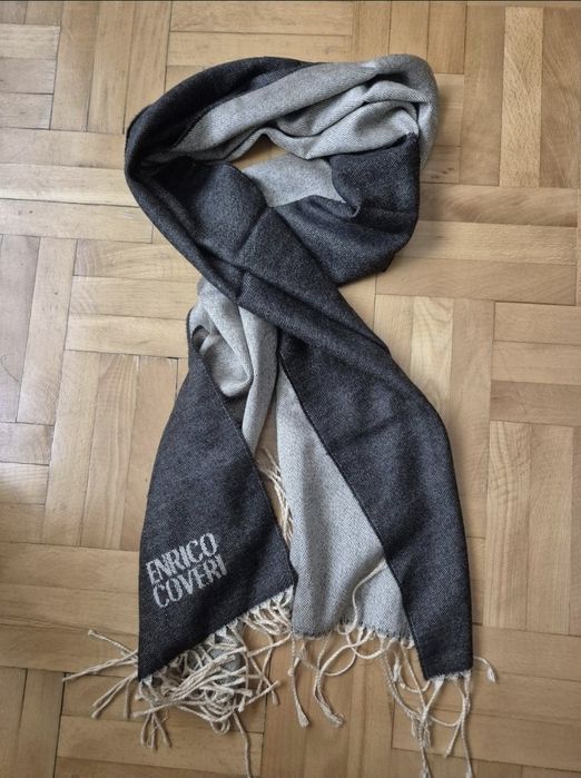 Eșarfa de Lux Enrico Coveri, Model Herringbone, Culoare Gri, Unisex