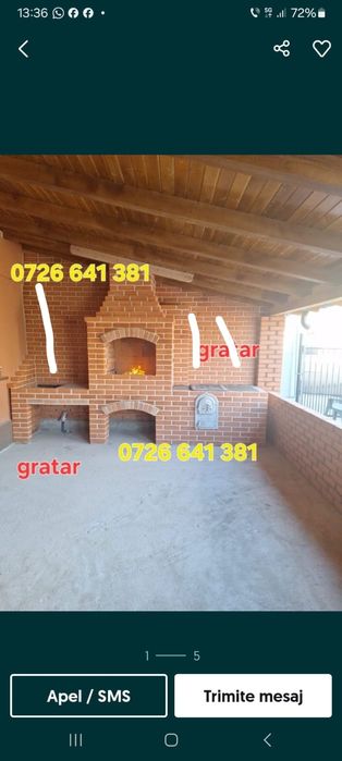 Gratar rustic de cărămidă plita țărănească cuptor de pâine afumături m