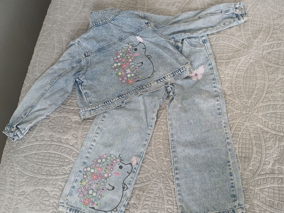 Дънково яке + дънки 7-8 години