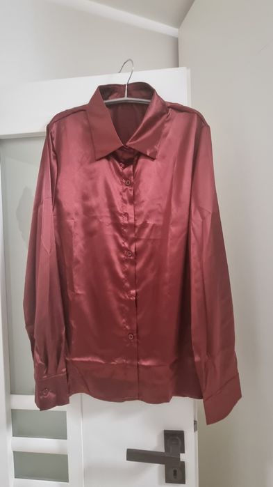 Camasa satin rosu bordo xl