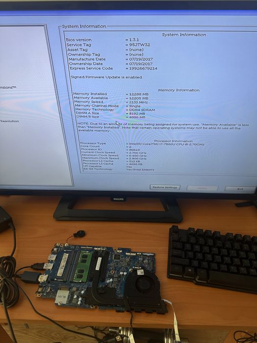Placa de baza Dell Inspiron 15 5567 Bal20 La-D801P rev.1.0(A00) procesor i7 7500u video dedicat Amd