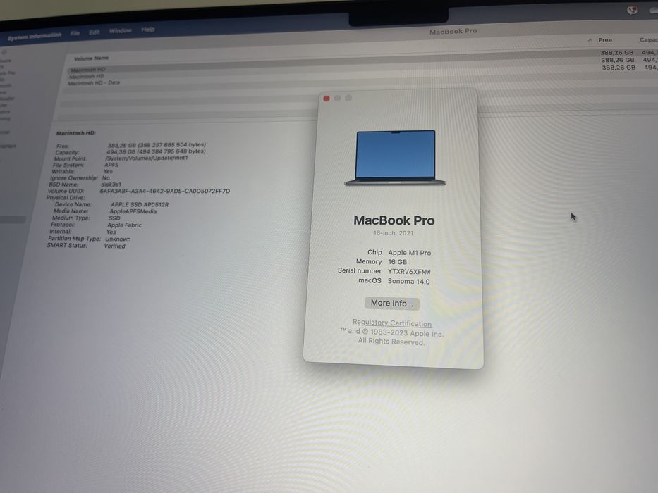 MacBook Pro 16” M1 16GB 512GB SSD