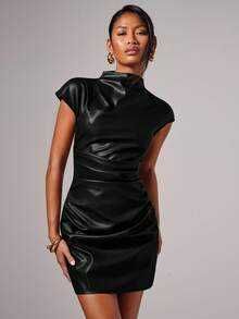 Rochie mini eleganta imitatie piele - NOU / cu eticheta