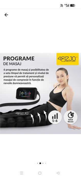 Aparat de drenaj limfatic, 4FIZJO, AIR COMPRESSION THERAPY SYSTEM EVO C8, 6 programe, 8 camere